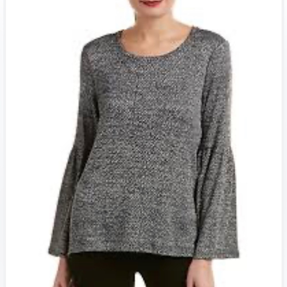Vince Camuto Two Women's Jacquard Bell-Sleeve Sweater Size M